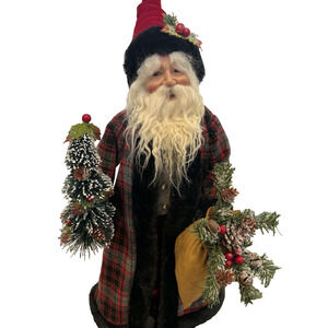 Melrose Plaid Santa with Tree 27.5 Inches NWT Retail $249 Christmas Holiday
